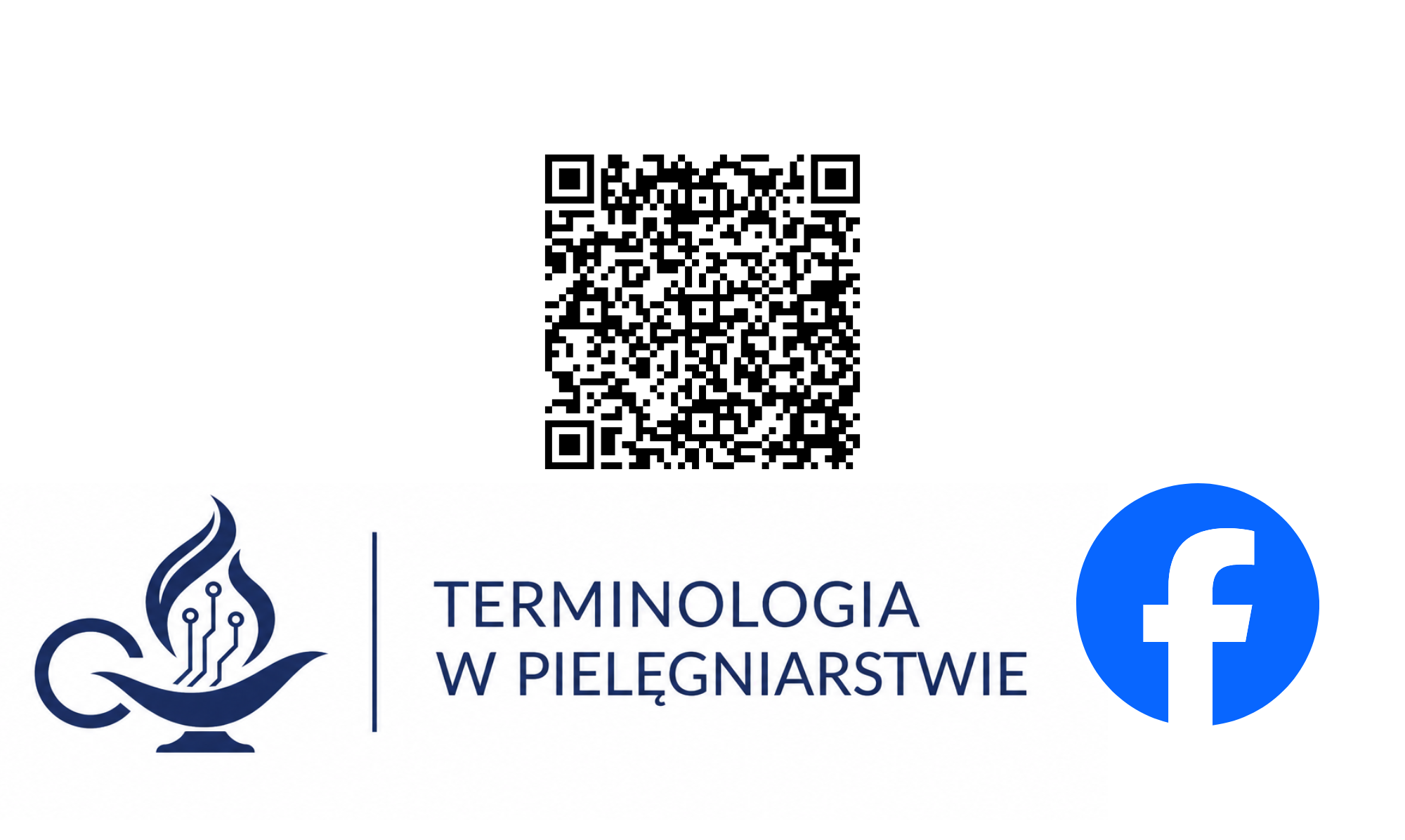 Grafika z kodem QR do strony facebook konferencji, na grafice logo facebook i logo konferencji 
